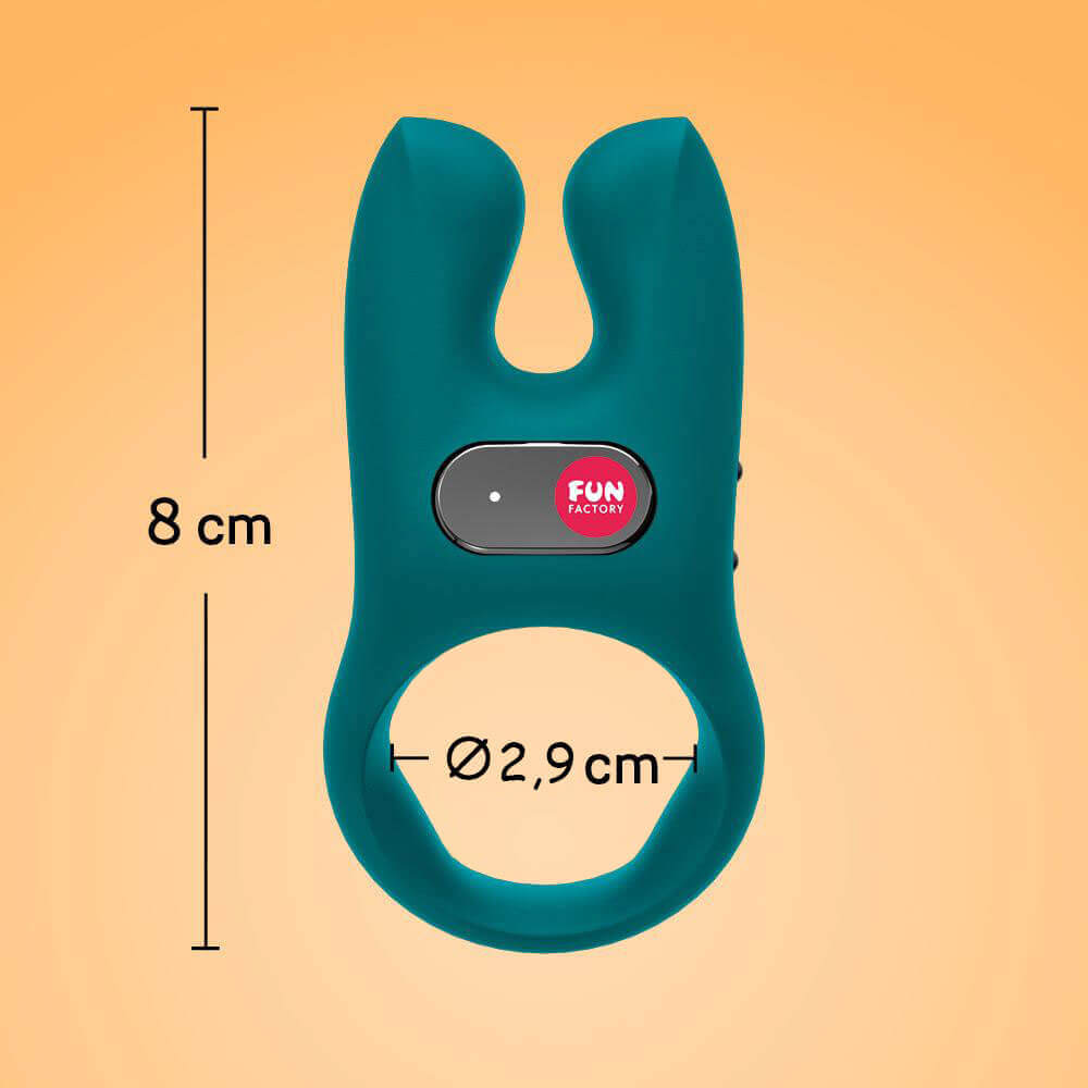 Anel Peniano Recarregável em Silicone com 5 Intensidades de Vibração e Estimulador Clitoriano - Fun Factory Nós | Cor: Azul Mar Profundo - 4