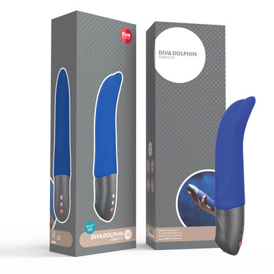 Foto 1 do produto Fun Factory Diva Dolphin - Vibrador Estimulador de Ponto G em Silicone Soft Touch e 6 Modos de Vibração, a Prova D'Água - 19,4 x 3,3 cm | Cor: Azul