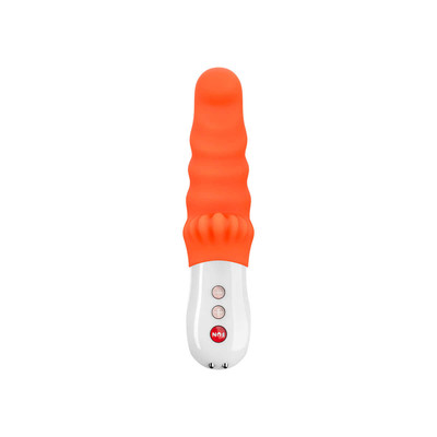 Foto 3 do produto Fun Factory Moody Vibrator - Vibrador Estimulador de Ponto G ou Próstata Flexível, Recarregável em Silicone Vegano e 6 Modos de Vibração - 19 x 4 cm | Cor: Laranja