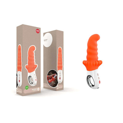 Foto 1 do produto Fun Factory Moody Vibrator - Vibrador Estimulador de Ponto G ou Próstata Flexível, Recarregável em Silicone Vegano e 6 Modos de Vibração - 19 x 4 cm | Cor: Laranja