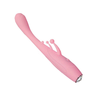 Foto 2 do produto Vibrador de Ponto G em Silicone com Mini Estimuladores para Clitóris e 10 Modos de Vibração - G-Spot Quick Orgasm | 10 x 1,8 cm