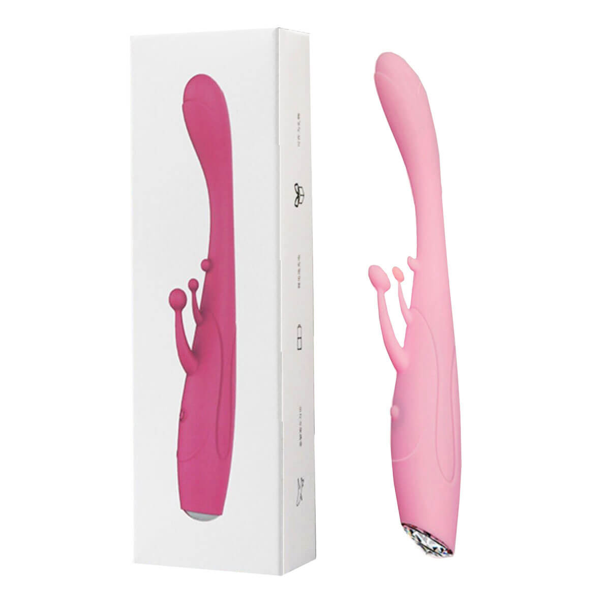 Vibrador de Ponto G em Silicone com Mini Estimuladores para Clitóris e 10 Modos de Vibração - G-Spot Quick Orgasm | 10 x 1,8 cm - 1