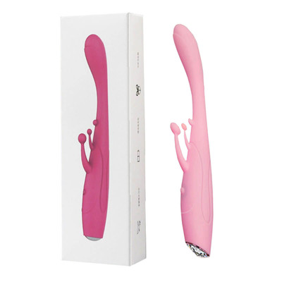 Vibrador de Ponto G em Silicone com Mini Estimuladores para Clitóris e 10 Modos de Vibração - G-Spot Quick Orgasm | 10 x 1,8 cm