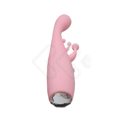 Foto 4 do produto Vibrador de Ponto G em Silicone com Mini Estimuladores para Clitóris e 10 Modos de Vibração - G-Spot Quick Orgasm | 10 x 1,8 cm
