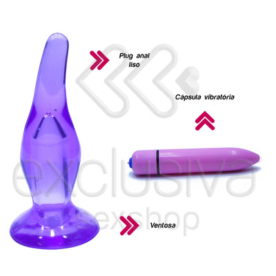 Foto 2 do produto G - Spotexplorer - Plug Anal em Formato Cônico com Cápsula Vibratória e Ventosa - 11 x 4,5 cm | Cor: Roxo