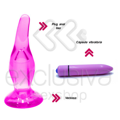 Foto 2 do produto G - Spotexplorer - Plug Anal em Formato Cônico com Cápsula Vibratória e Ventosa - 11 x 4,5 cm | Cor: Rosa