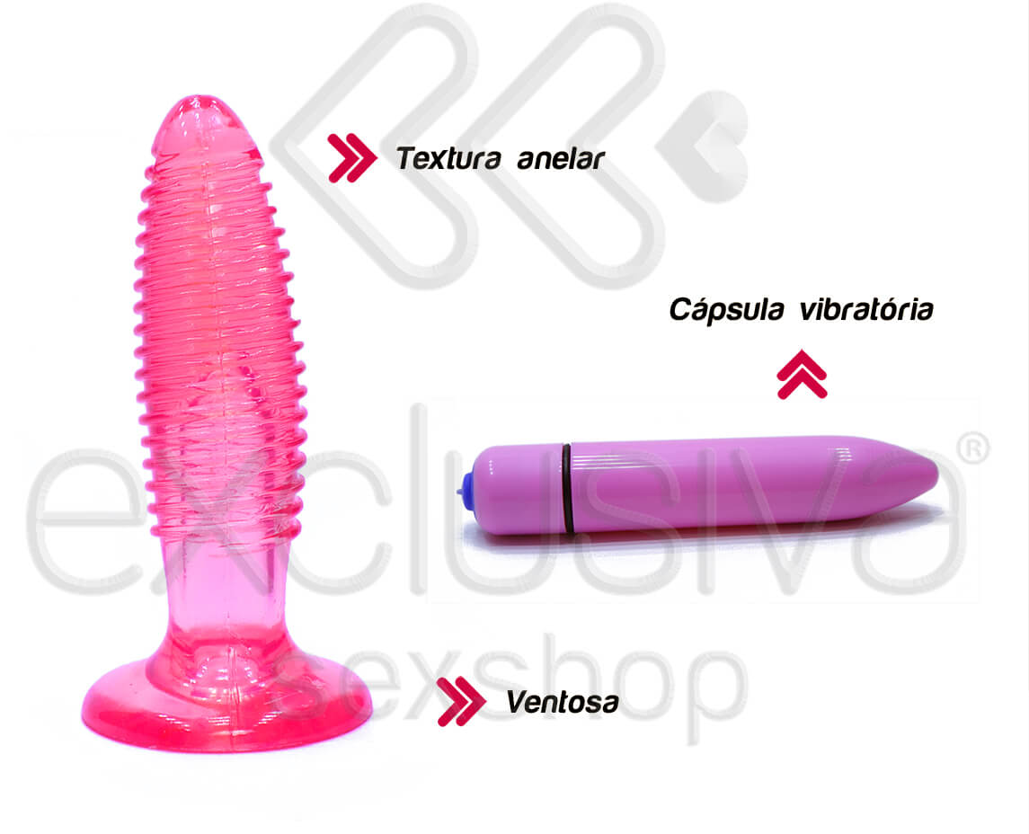 G - Spotexplorer - Plug Anal em Formato Cônico com Textura Anelar, Cápsula Vibratória e Ventosa - 14 x 3,5 cm | Cor: Rosa - 2