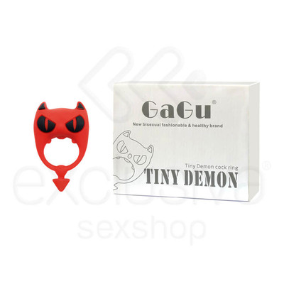 Foto 1 do produto Gagu Tiny Demon Cock Ring - Anel Peniano em Silicone Cirúrgico com Bullet e Vibração Única - 7,5 x 4,5 cm | Cor: Vermelho