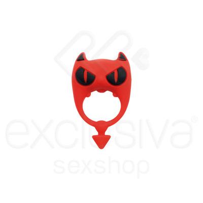 Foto 2 do produto Gagu Tiny Demon Cock Ring - Anel Peniano em Silicone Cirúrgico com Bullet e Vibração Única - 7,5 x 4,5 cm | Cor: Vermelho