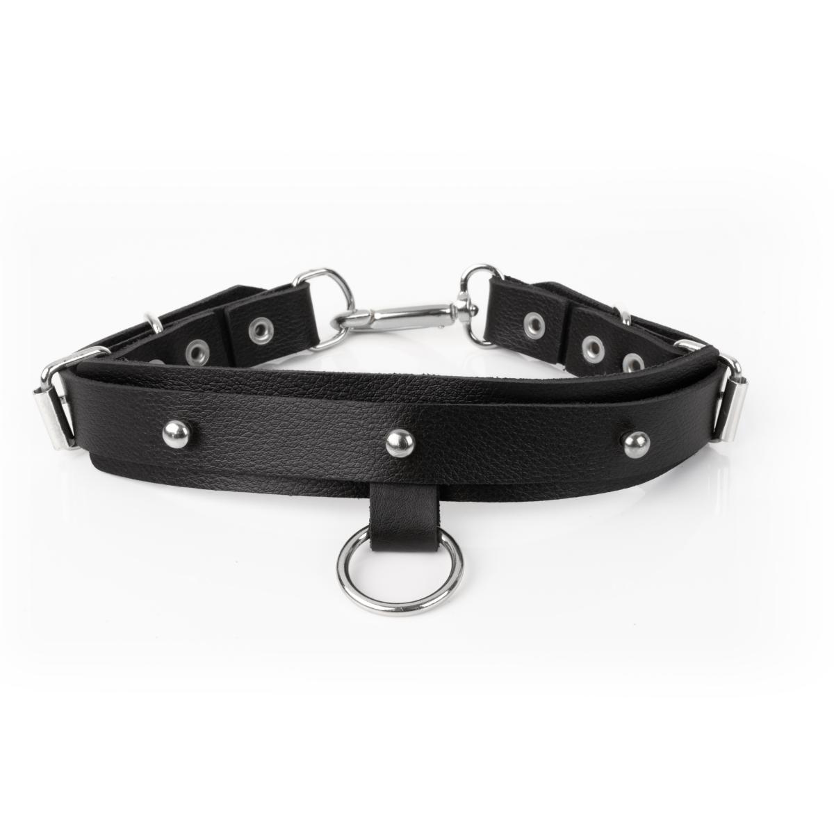 Gargantilha em Couro Montana com Argolas e Detalhes Pratas - New Star Couros - 2