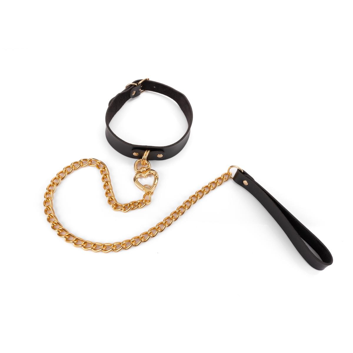 Gargantilha em Couro Montana com Coração Gold e Guia em Corrente Dourada - New Star Couros | Tamanho Único - 2
