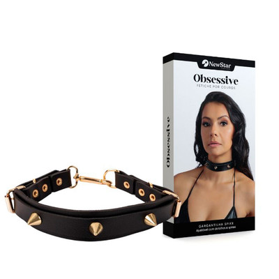 Gargantilha em Couro com Spike Gold | New Star Couros