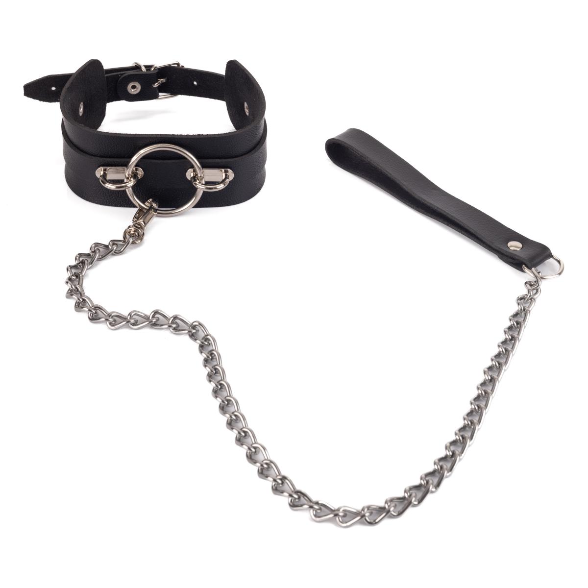 Gargantilha Fogosa com Argola Central, Guia em Couro Montana e Corrente Niquelada - New Star Couros - 2