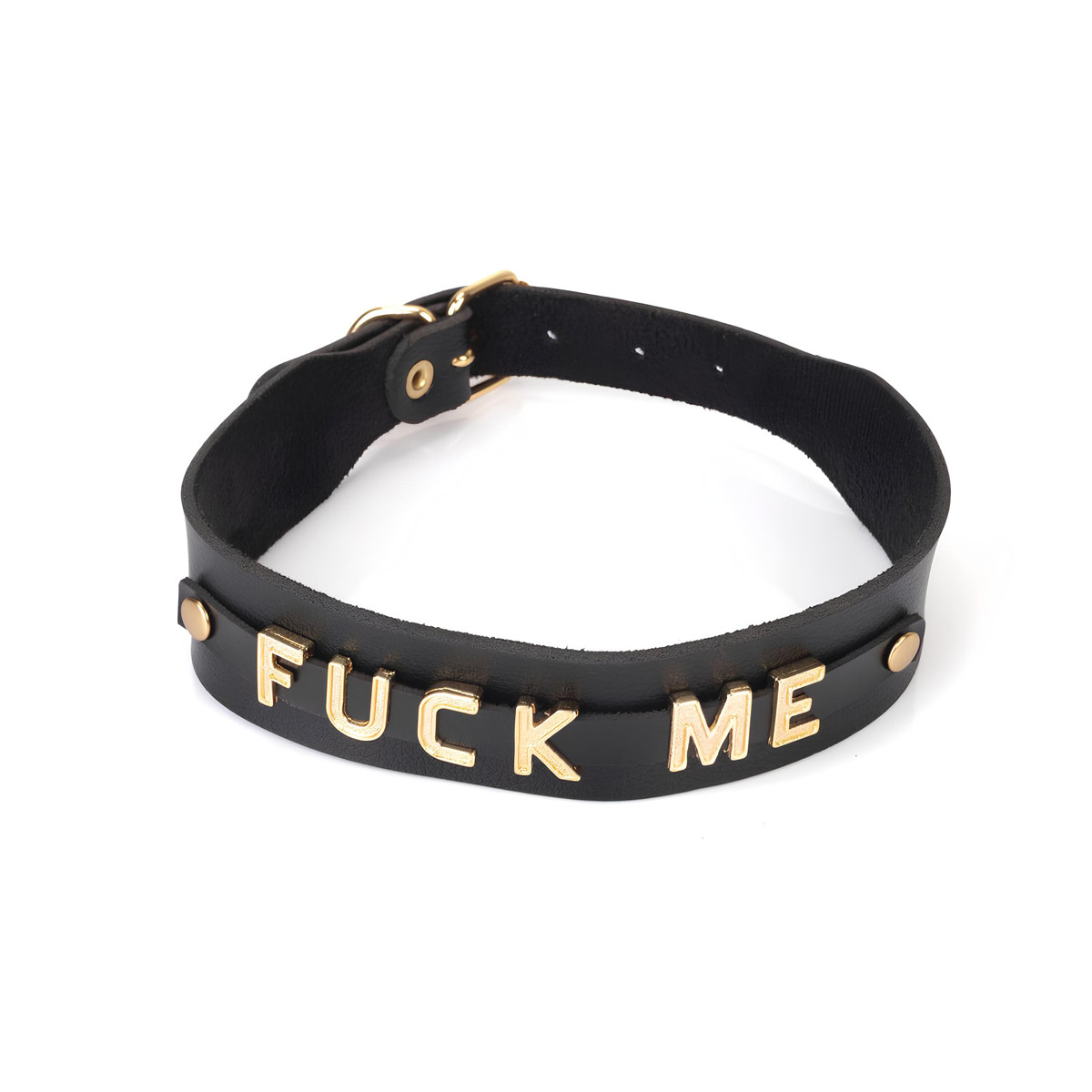 Gargantilha Fuck Me em Montana com Letras Douradas e Fivela Ajustável - New Star Couros | Tamanho Único - 2