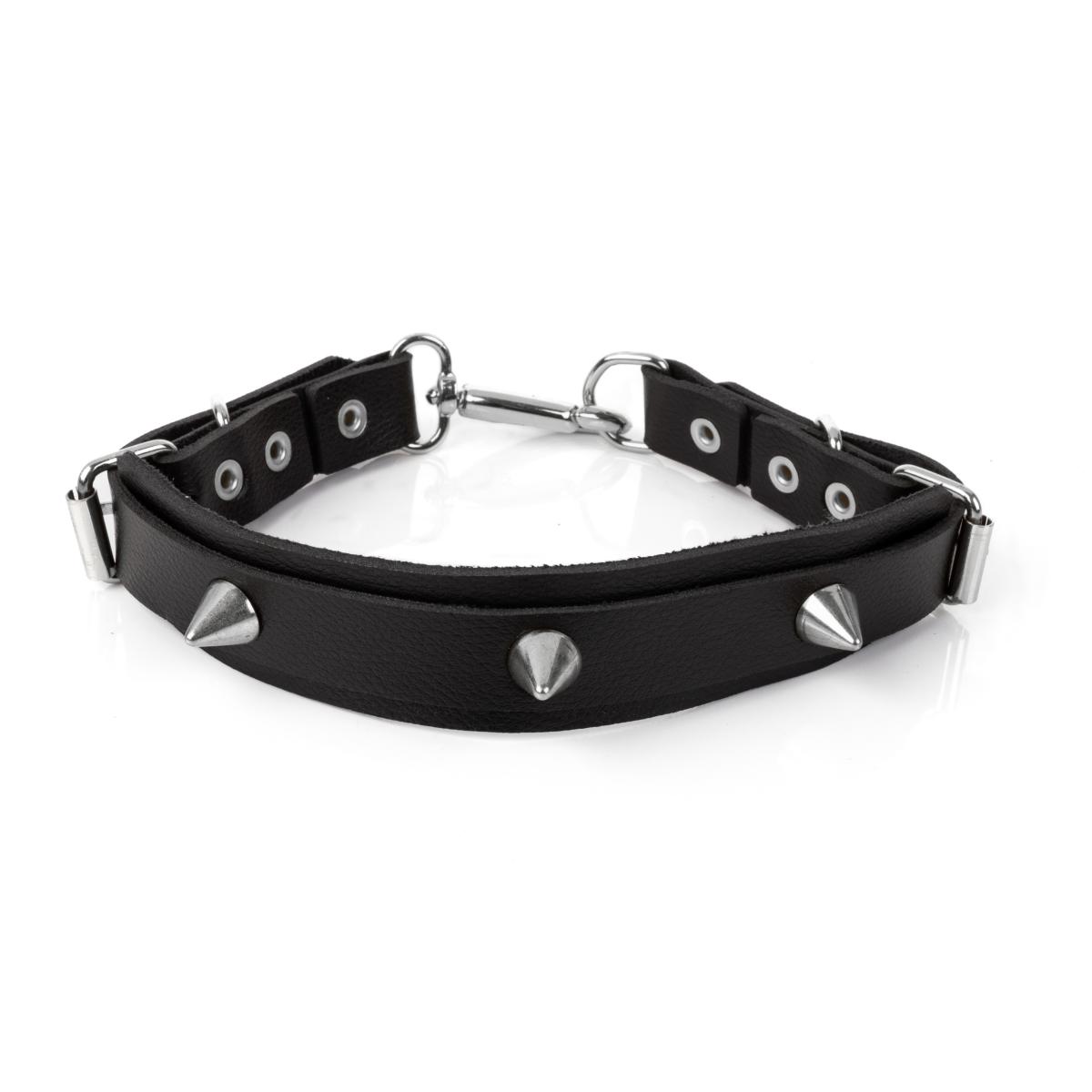 Gargantilha Hard em Couro Montana com Spike, Mosquetão e Fivelas Niquelados - New Star Couros - 2