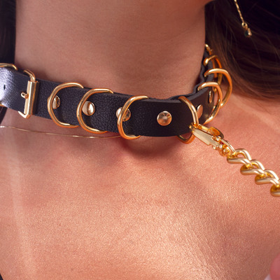 Foto 3 do produto Gargantilha Queen Gold com Guia e Correntes Douradas - Exclusiva Linha Sado