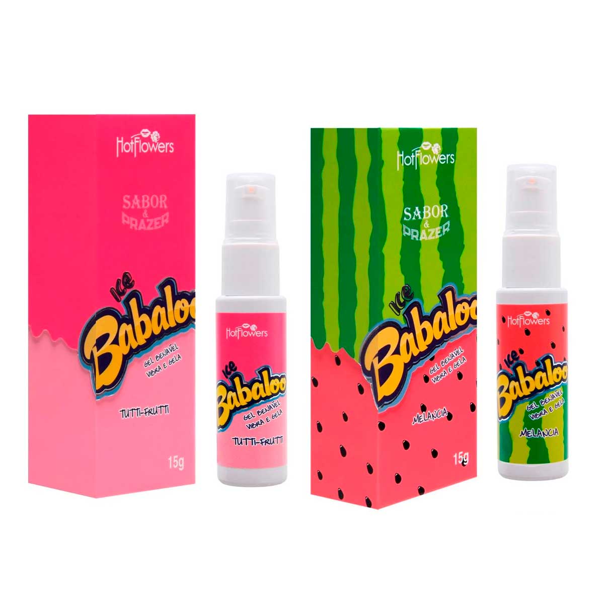 Gel Beijável à Base d'Água com Efeito de Vibração e Refrescância - Hot Flowers Ice Babaloo | 15 g | Disponível em 2 Sabores - 2