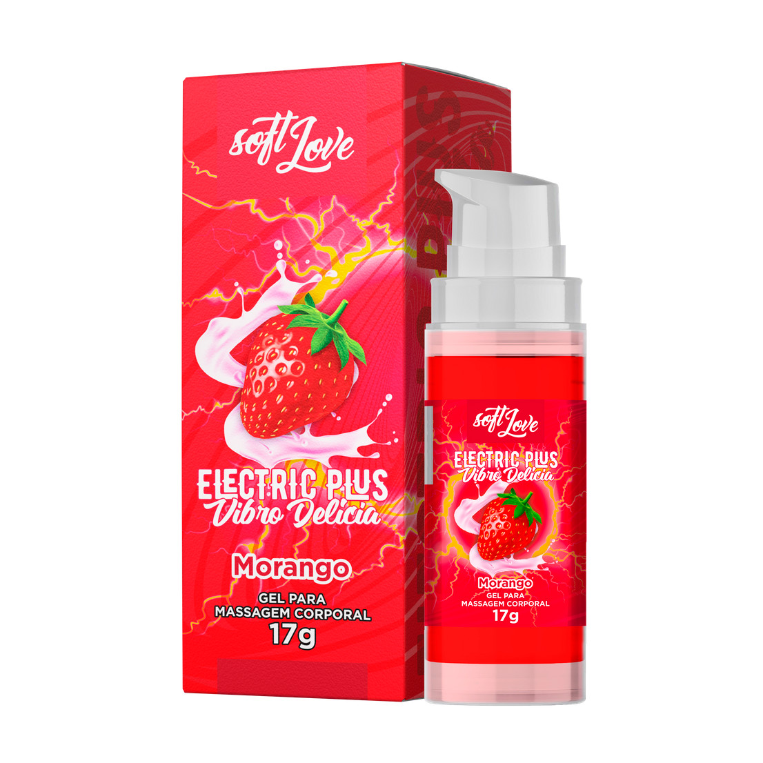 Gel Estimulante com Efeito Eletrizante e Sabor - Soft Love Eletric Plus Vibro Delícia | 17g | Disponível em 4 Sabores - 2