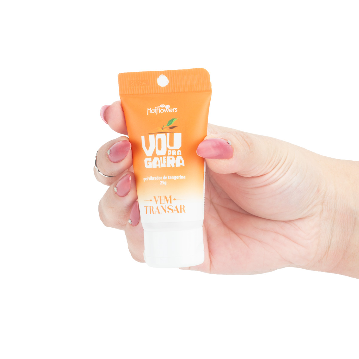 Gel Excitante Unissex com Função de Vibração e Sabor de Tangerina - Hot Flowers Vou Para Galera | 25g - 3
