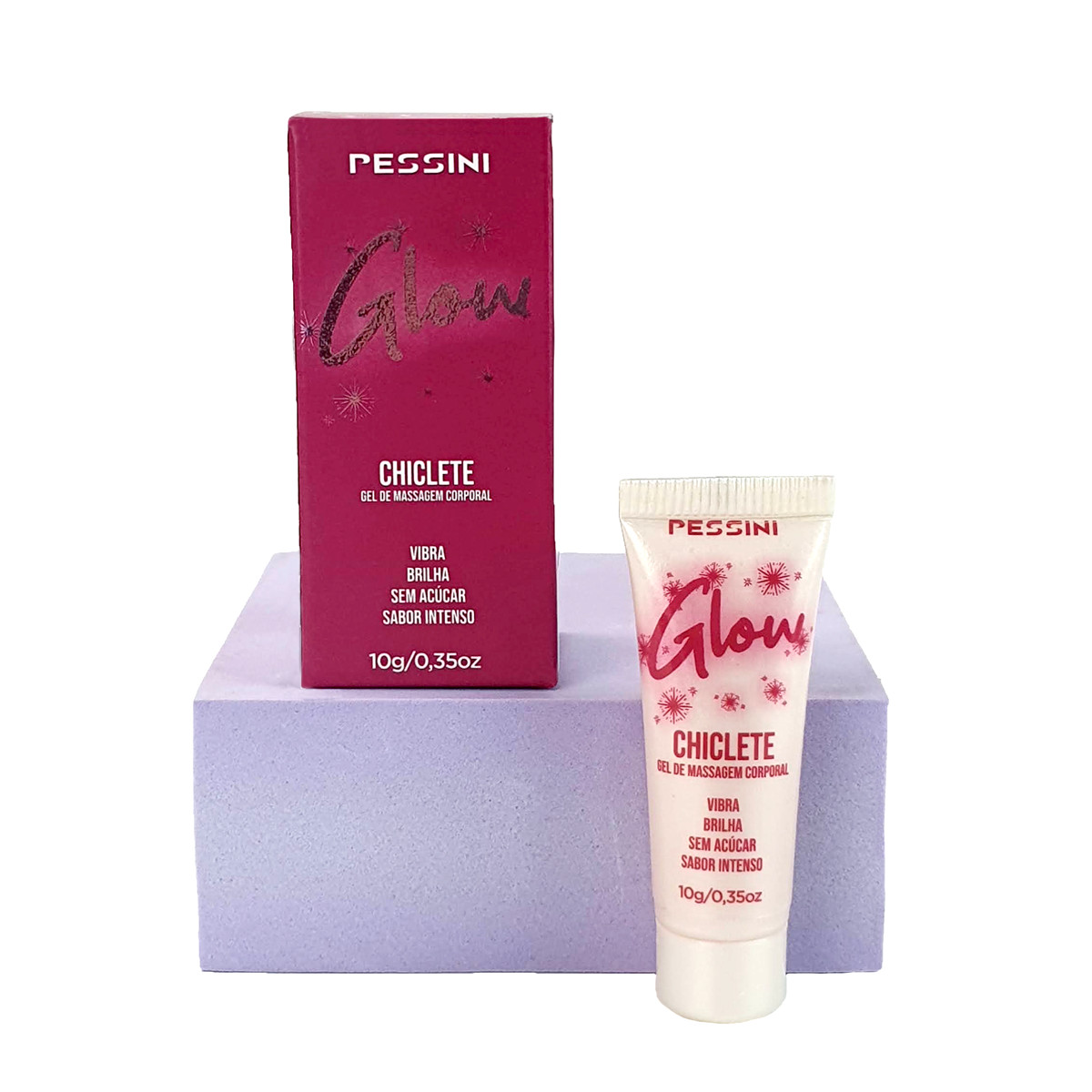 Gel Lubrificante Beijável com Efeito Brilhoso e Vibração - Pessini Glow | 10g | Disponível em 3 Sabores - 3