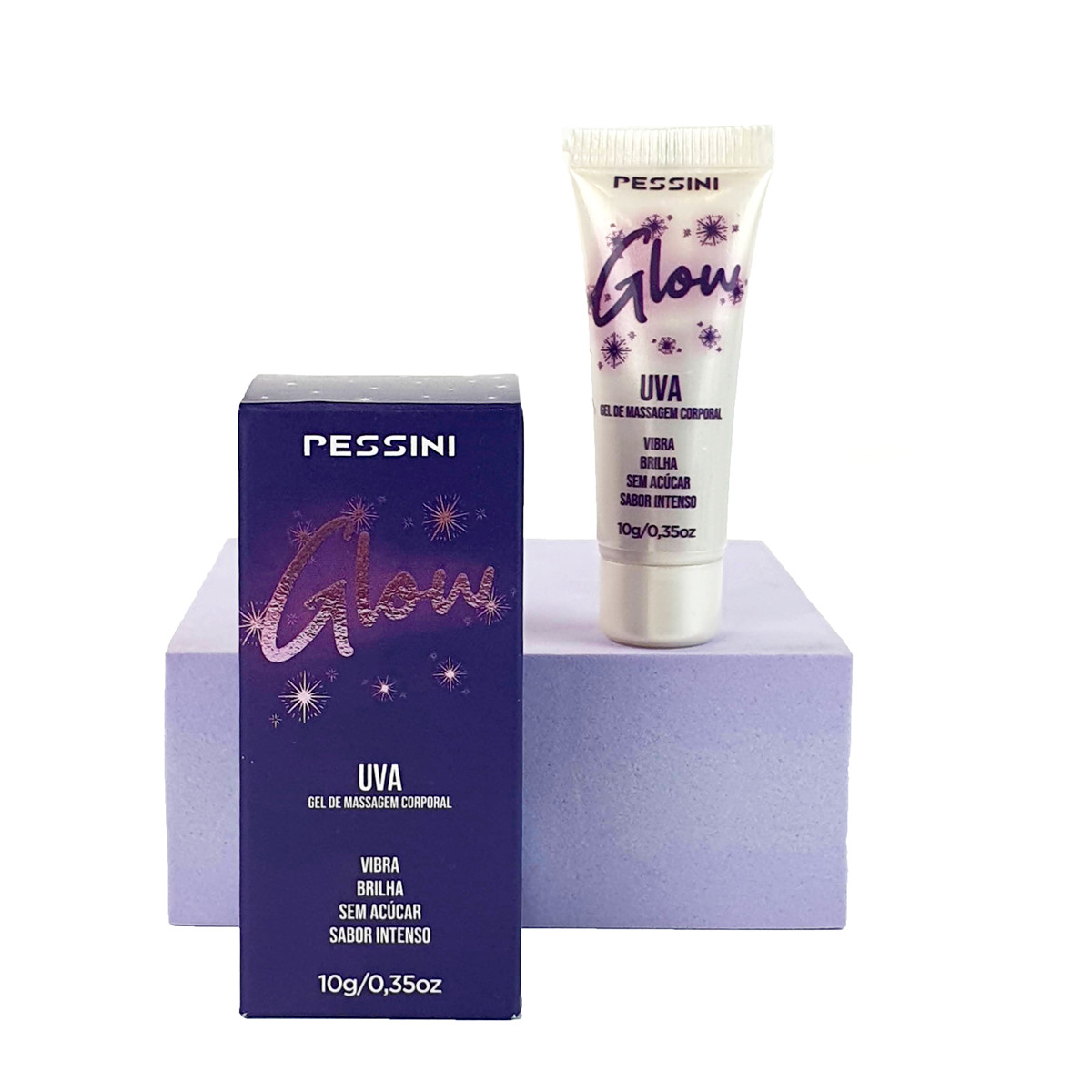 Gel Lubrificante Beijável com Efeito Brilhoso e Vibração - Pessini Glow | 10g | Disponível em 3 Sabores - 5