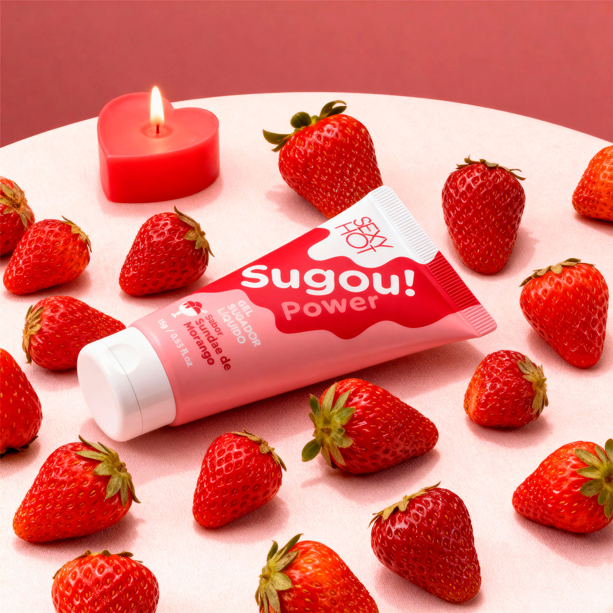 Gel Sugador Líquido Sabor Sundae de Morango - Sexy Hot Sugou! Power | 15g - 2
