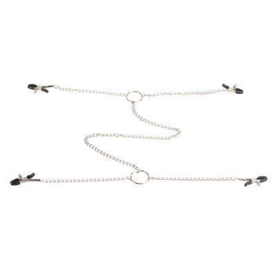 Grampos para Mamilos com 4 Presilhas Ajustáveis e Corrente em Metal - SI