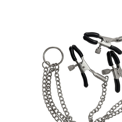 Grampos para Mamilos e Clitóris com Correntes e Presilhas Ajustáveis