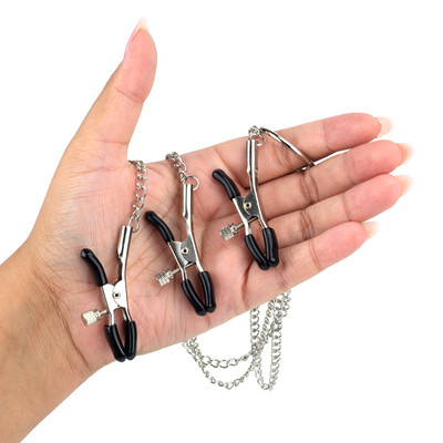 Grampos para Mamilos e Clítoris com Presilhas Ajustáveis e Corrente em Metal