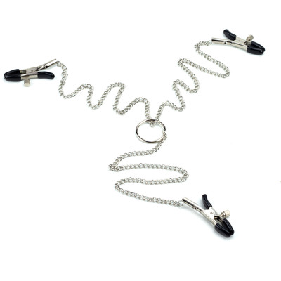 Grampos para Mamilos e Clítoris com Presilhas Ajustáveis e Corrente em Metal