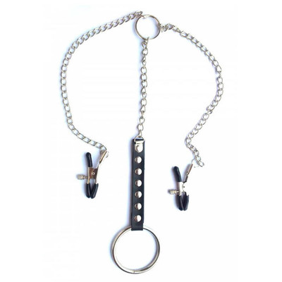 Grampos para Mamilos Masculino com Presilhas Ajustáveis, Anel Peniano e Corrente em Metal
