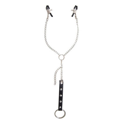 Foto 2 do produto Grampos para Mamilos Masculino com Presilhas Ajustáveis, Anel Peniano e Corrente em Metal