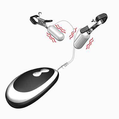 Grampos para Mamilos com Presilhas Ajustáveis, Cápsula Vibratória com Controle com Fio e 20 Modos de Vibração - Breast Vibration Clip