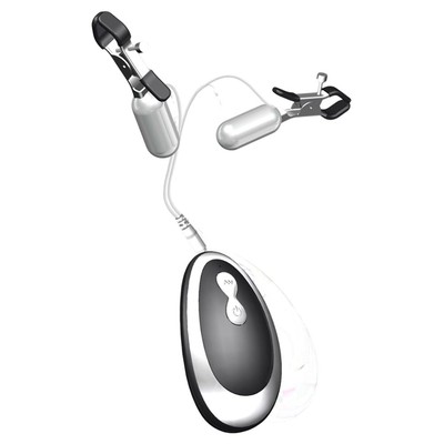 Foto 2 do produto Grampos para Mamilos com Presilhas Ajustáveis, Cápsula Vibratória com Controle com Fio e 20 Modos de Vibração - Breast Vibration Clip