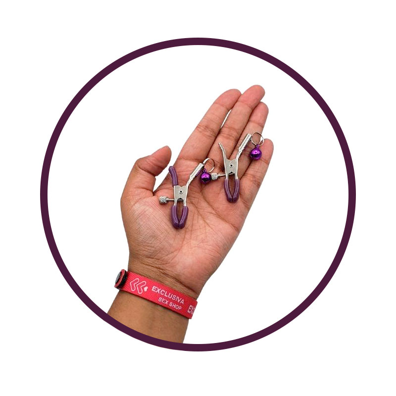 Grampos para Mamilos com Presilhas Ajustáveis em Metal e Sino - Disponível em 5 Cores - 6