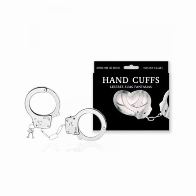 Algemas Reguláveis em Metal com Chave e Trava de Segurança - Hand Cuffs |  26,8 X 5,1 cm