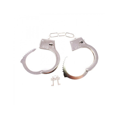 Foto 2 do produto Algemas Reguláveis em Metal com Chave e Trava de Segurança - Hand Cuffs |  26,8 X 5,1 cm