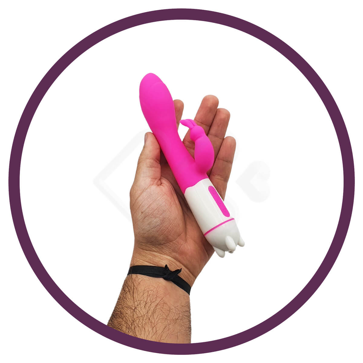 Vibrador de Ponto G Recarregável com Estimulador de Clitóris em Forma de Coelho e 36 Modos de Vibração em 5 Intensidades - Happy Bunny Rabbit - 9,6 x 3,2 cm - 4