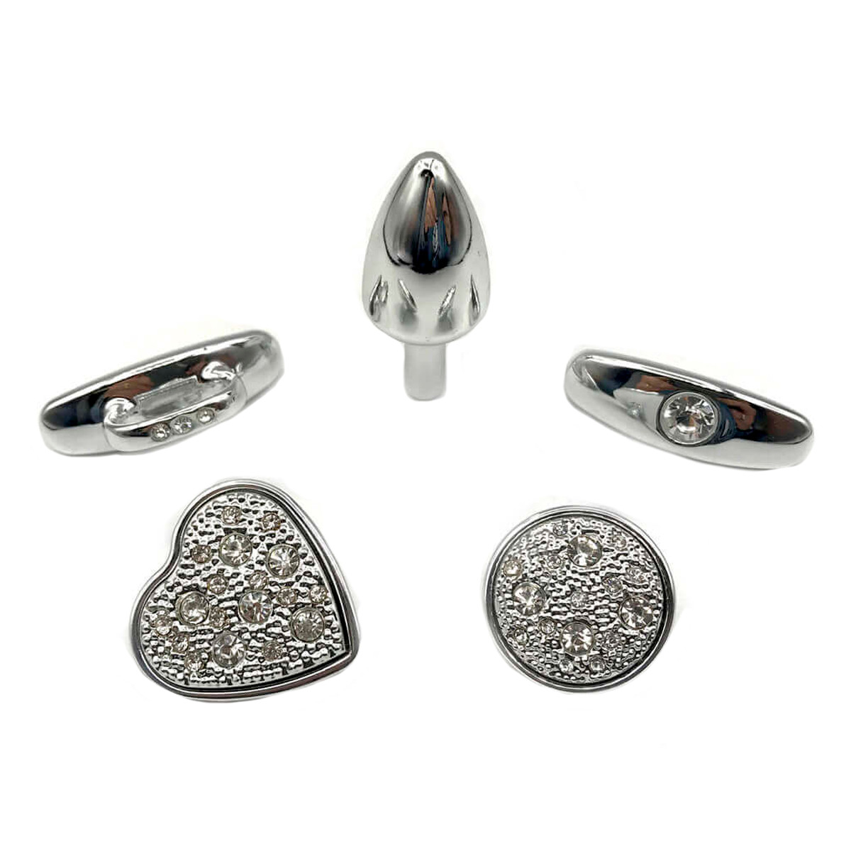 Plug Anal "P" em Forma de Cone com 4 Alças Removíveis e Detalhes de Joias - Hard Anal Kit | 5,9 x 2,6 cm | Disponível em 6 Cores - 4