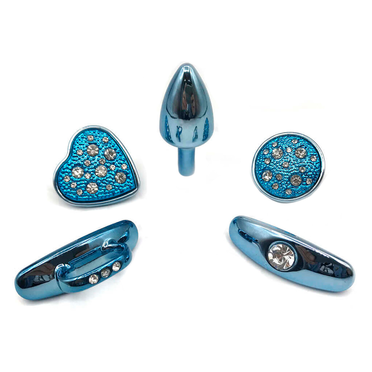 Plug Anal "P" em Forma de Cone com 4 Alças Removíveis e Detalhes de Joias - Hard Anal Kit | 5,9 x 2,6 cm | Disponível em 6 Cores - 9