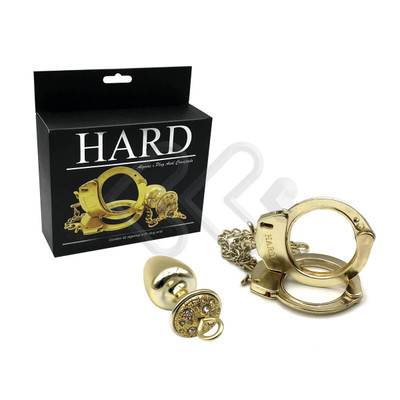 Foto 11 do produto Par de Algemas em Metal com Chave de Segurança e Plug Anal "M" com Detalhes de Pedras Cravejadas - HARD - 7,2 x 3,4 cm | Disponível em 3 Cores