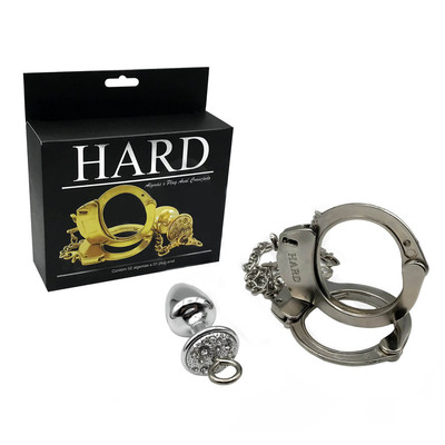 Par de Algemas em Metal com Chave de Segurança e Plug Anal "P" com Detalhes de Pedras Cravejadas - HARD | 6 x 2,6 cm | Disponível em 3 Cores