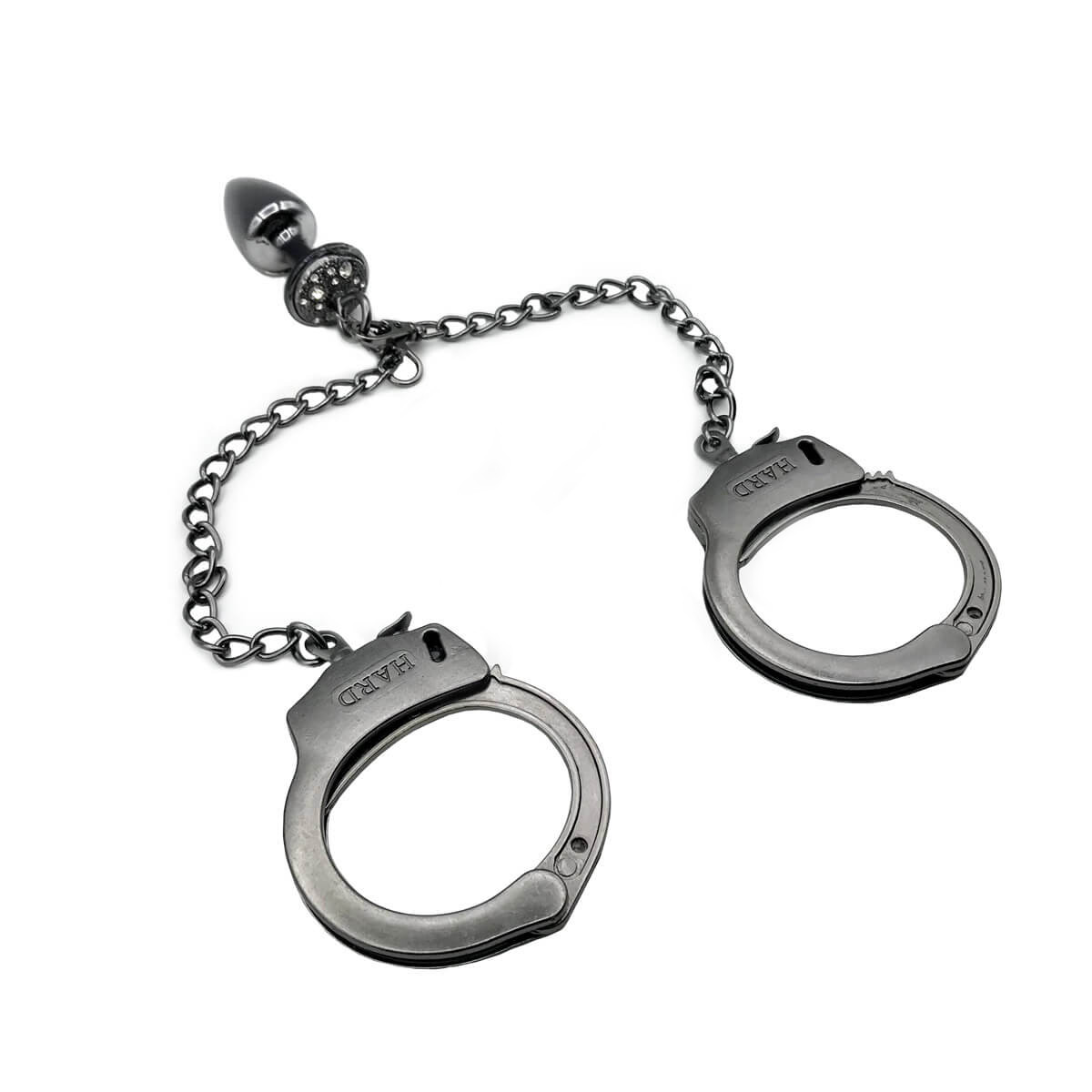 Par de Algemas em Metal com Chave de Segurança e Plug Anal "P" com Detalhes de Pedras Cravejadas - HARD | 6 x 2,6 cm | Disponível em 3 Cores - 8