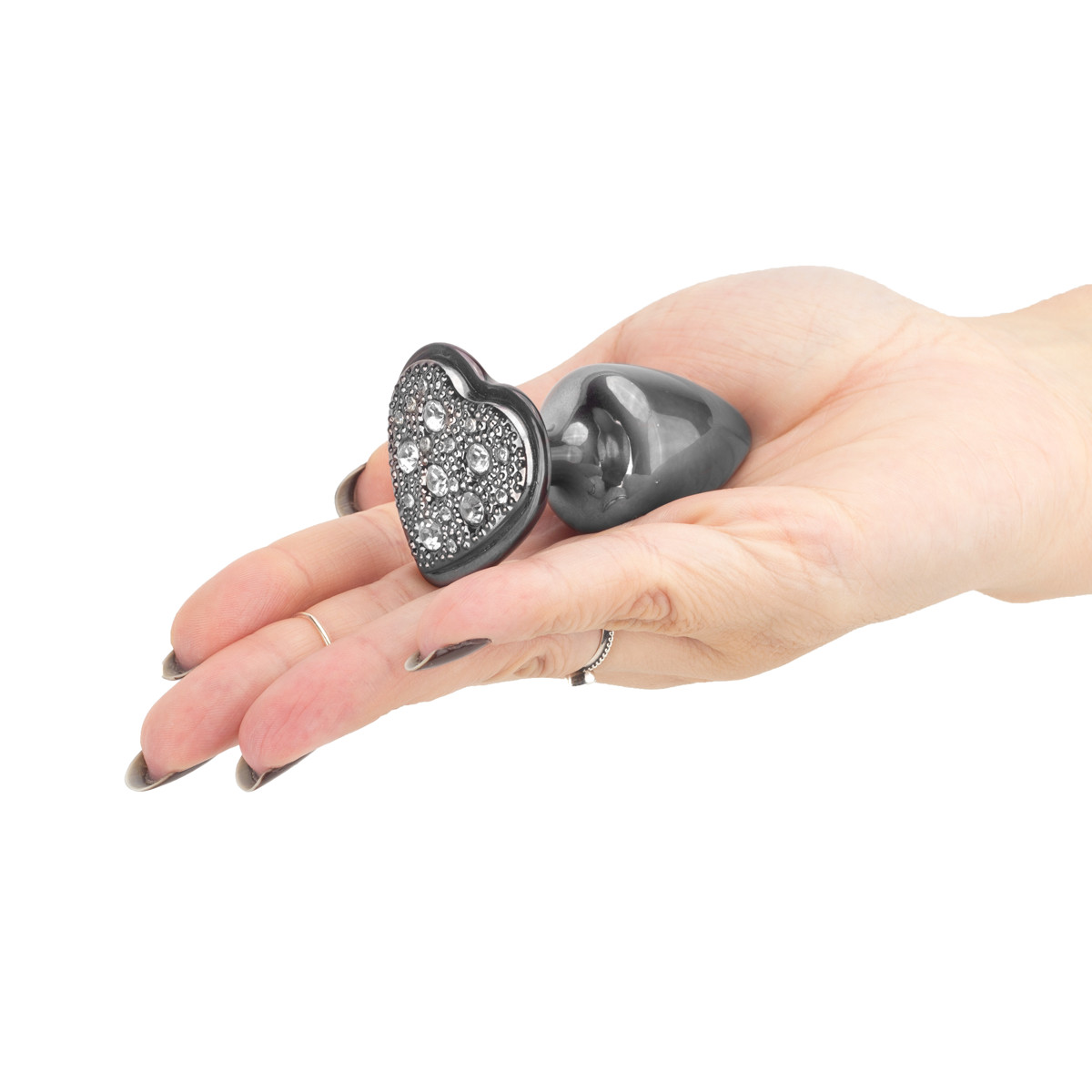 Plug Anal Cônico Tamanho "P" em Metal com Joia Cravada na Base Formato de Coração - Hard | 6 x 2,9 cm | Disponível em 8 Cores - 30