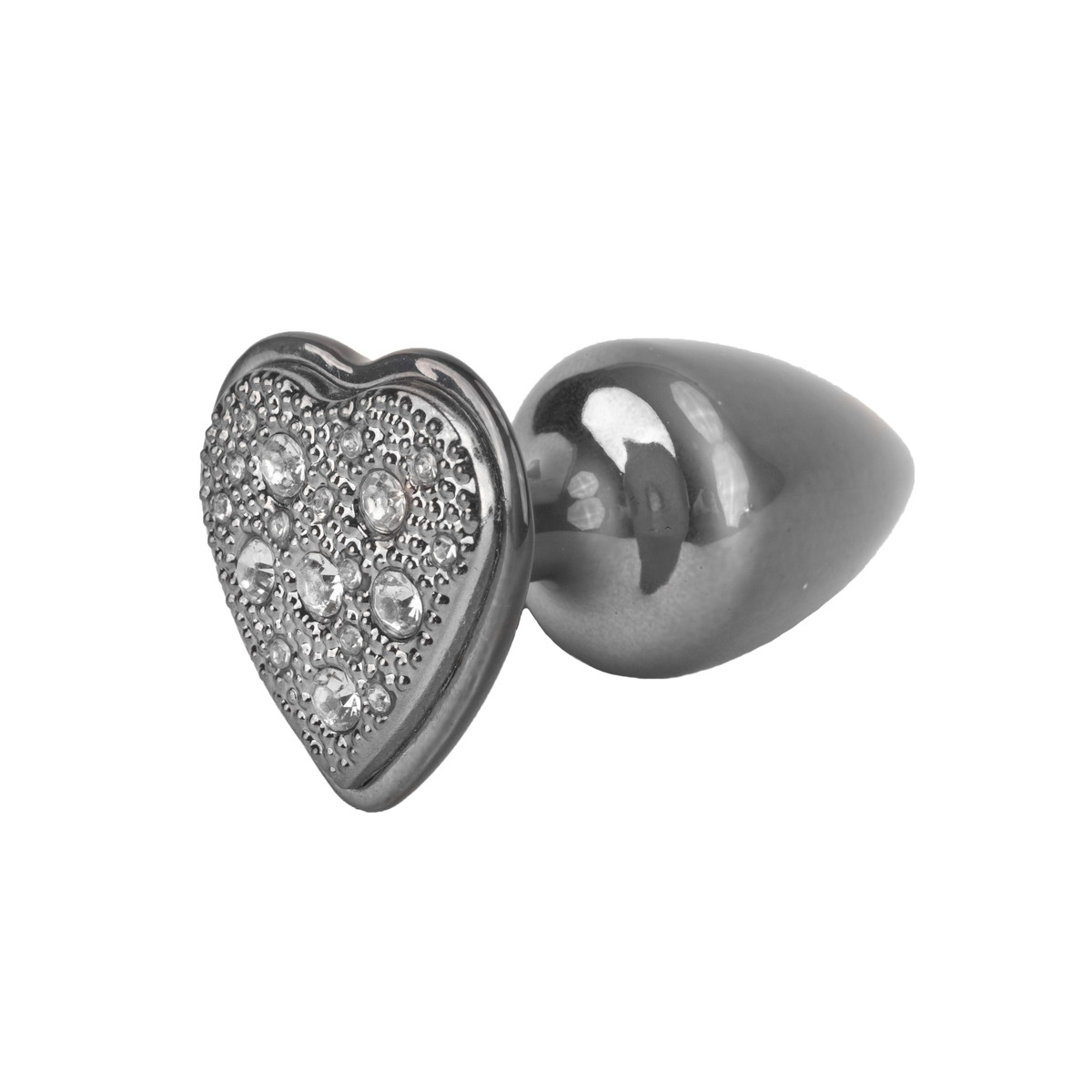 Plug Anal Cônico Tamanho "P" em Metal com Joia Cravada na Base Formato de Coração - Hard | 6 x 2,9 cm | Disponível em 8 Cores - 26