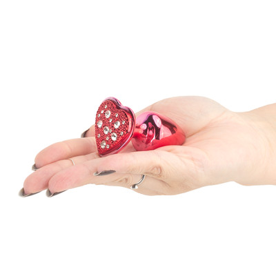 Plug Anal Cônico Tamanho "P" em Metal com Joia Cravada na Base Formato de Coração - Hard | 6 x 2,9 cm | Disponível em 8 Cores