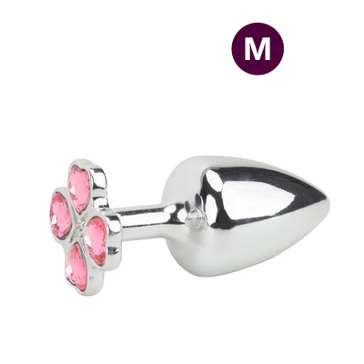 Plug Anal "M" em Metal com Joias na Base em Formato de Trevo - Hard | 6,7 x 3,2 cm | Disponível em 7 Cores