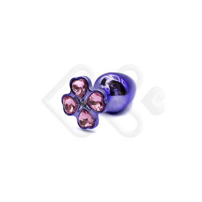 Foto 7 do produto Plug Anal "M" em Metal com Joias na Base em Formato de Trevo - Hard - 6,7 x 3,2 cm | Disponível em 7 Cores