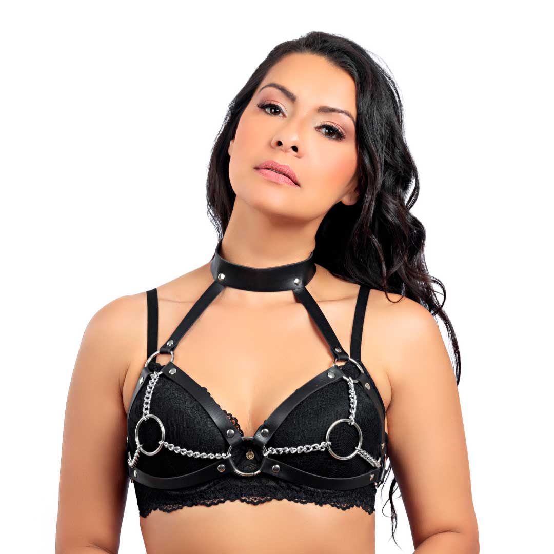 Harness Busto Love com Gargantilha e Correntes - New Star Couros | Disponível em 2 Tamanhos - 3