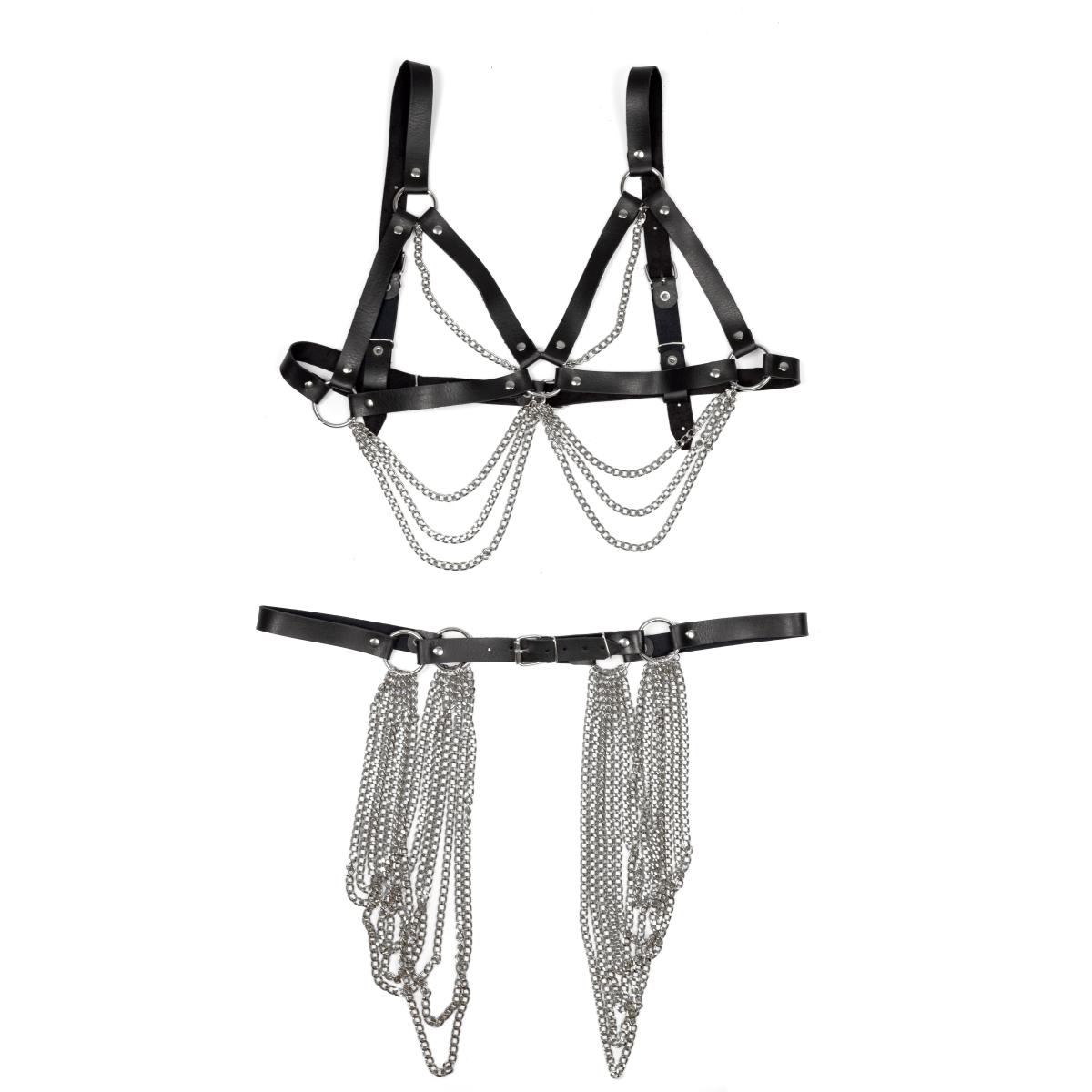 Harness com Cinto Nefertite Gold de Correntes Prateadas- New Star Couros - 2